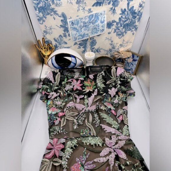 🆕 BRONX & BANCO 🧿 NWOT Zinnia Side-Split Sequin & Embroidered Gown, Sz S US 4 - Picture 2 of 16